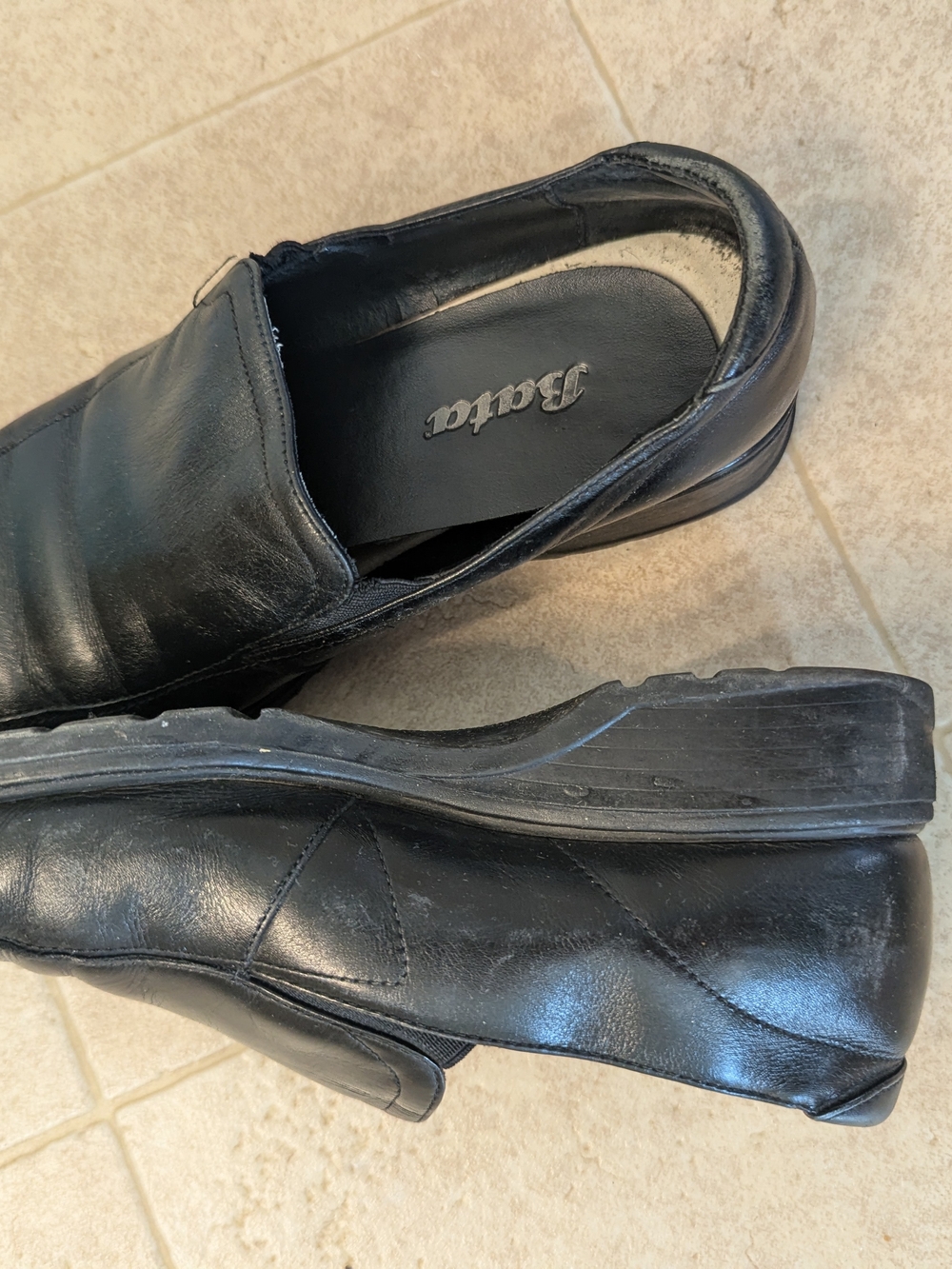 Women's Bata Black Leather Slip-On Loafers